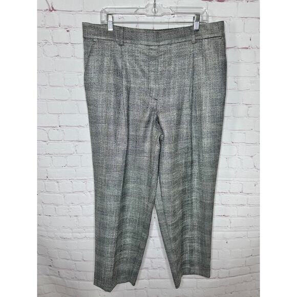 NEW LOFT Grey Silver Houndstooth Pull-on Professional Pants Womens XL - Picture 1 of 5